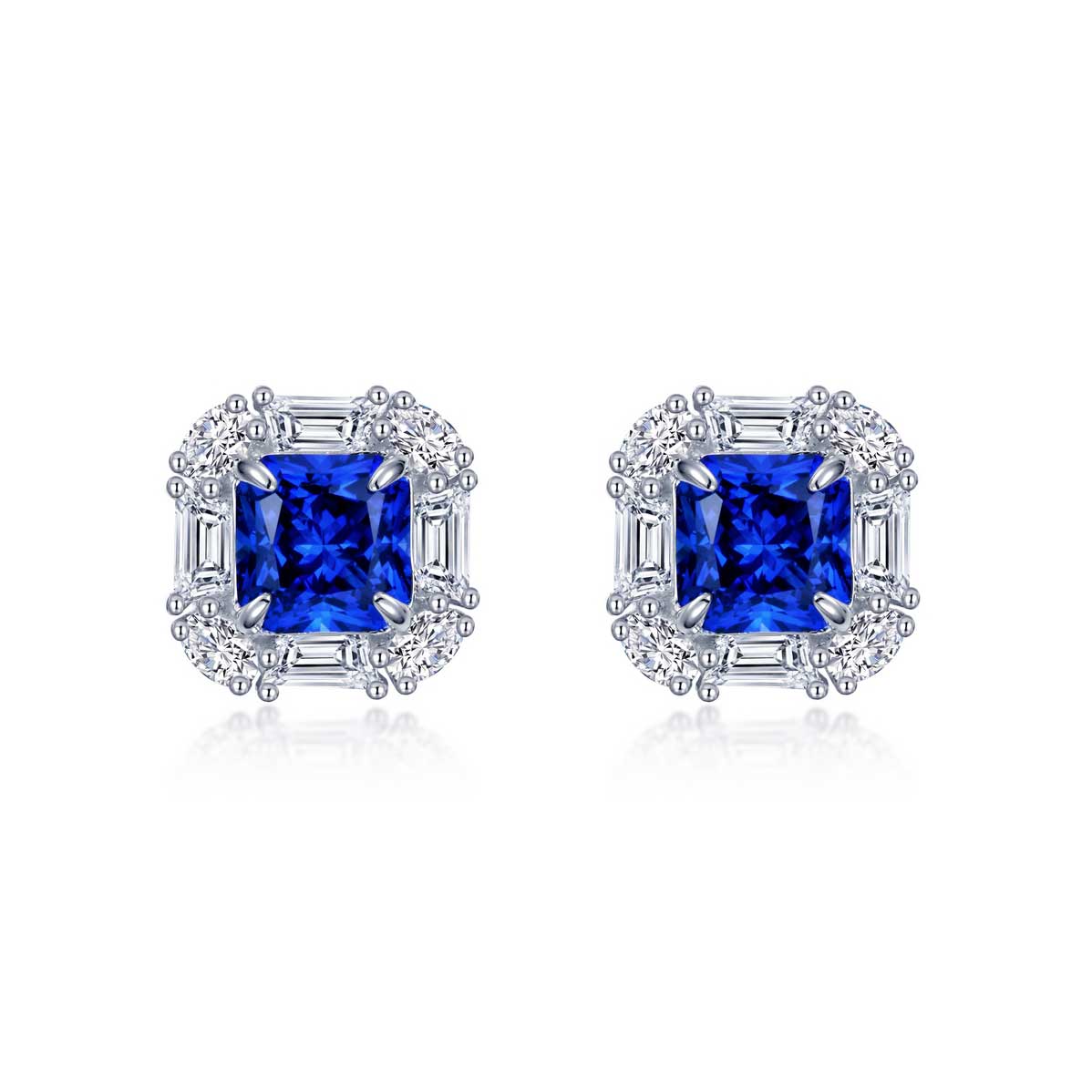 Lafonn Fancy Lab-Grown Sapphire Halo Stud Earrings (4.08 CTTW ...