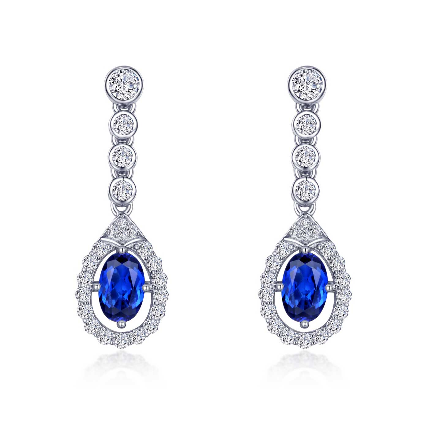 Lafonn Fancy Lab-Grown Sapphire Halo Drop Earrings (1.46 CTTW ...