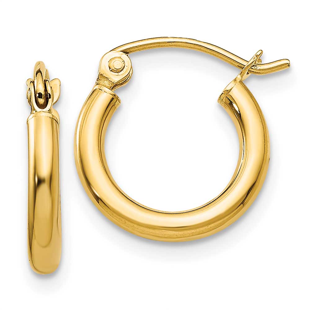 14k Polished 2x12mm Lightweight Tube Hoop Earrings: Precious Accents, Ltd.