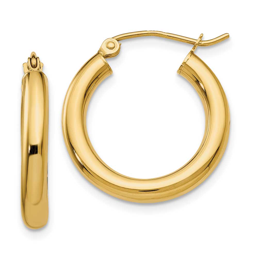 14k Polished 3mm Tube Hoop Earrings: Precious Accents, Ltd.