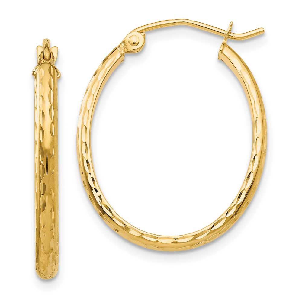 14k Lightweight Diamond-cut Oval Hoop Earrings: Precious Accents, Ltd.