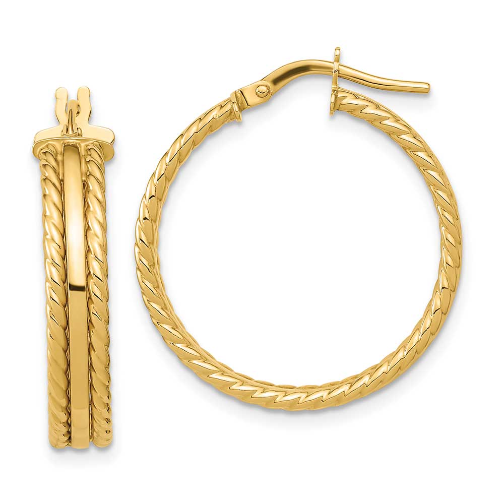 14k Polished Textured Hoops: Precious Accents, Ltd.