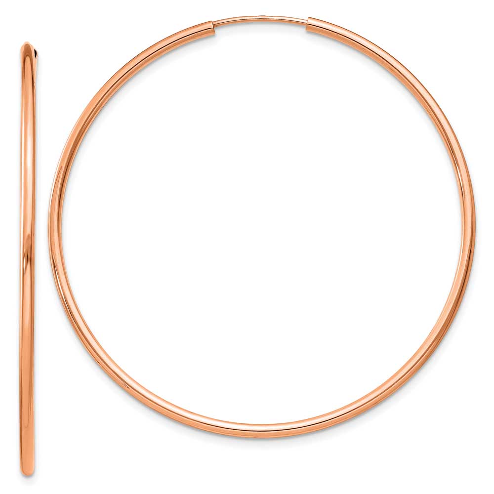 14k Rose Gold 1.5mm Polished Endless Hoop Earrings