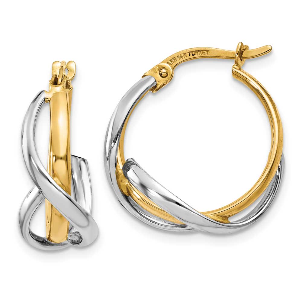 14K Two-Tone Polished Twisted Hoop Earrings: Precious Accents, Ltd.