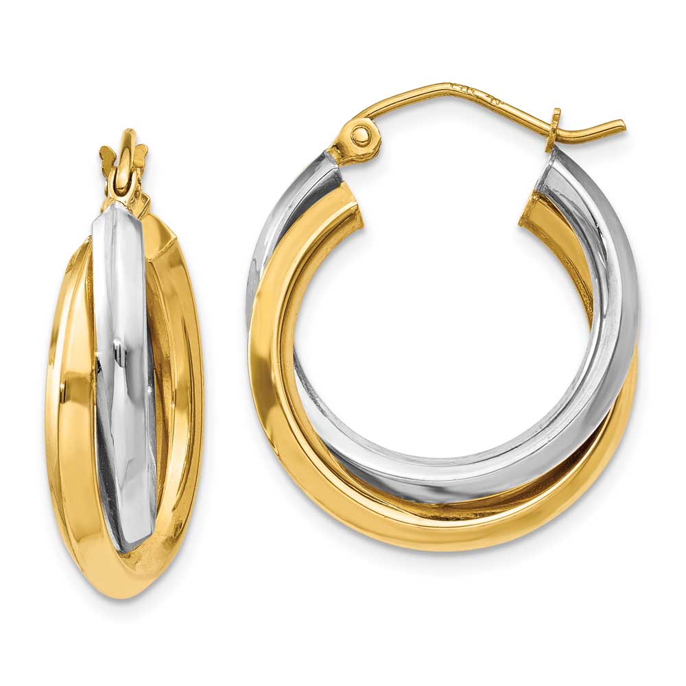 14k Two Tone Polished Double Hoop Earrings Precious Accents Ltd 3206