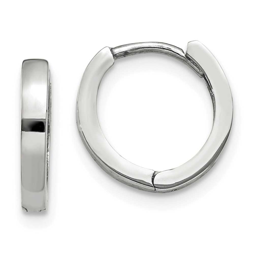 14k White Gold Round Hinged Hoop Earrings Precious Accents Ltd 4557