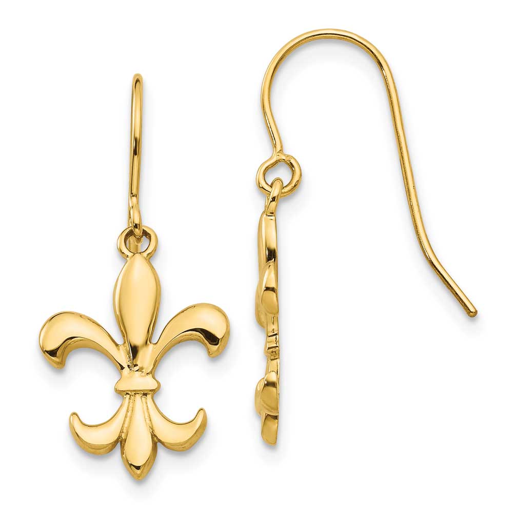 14k Polished Fleur De Lis Dangle Earrings Precious Accents Ltd