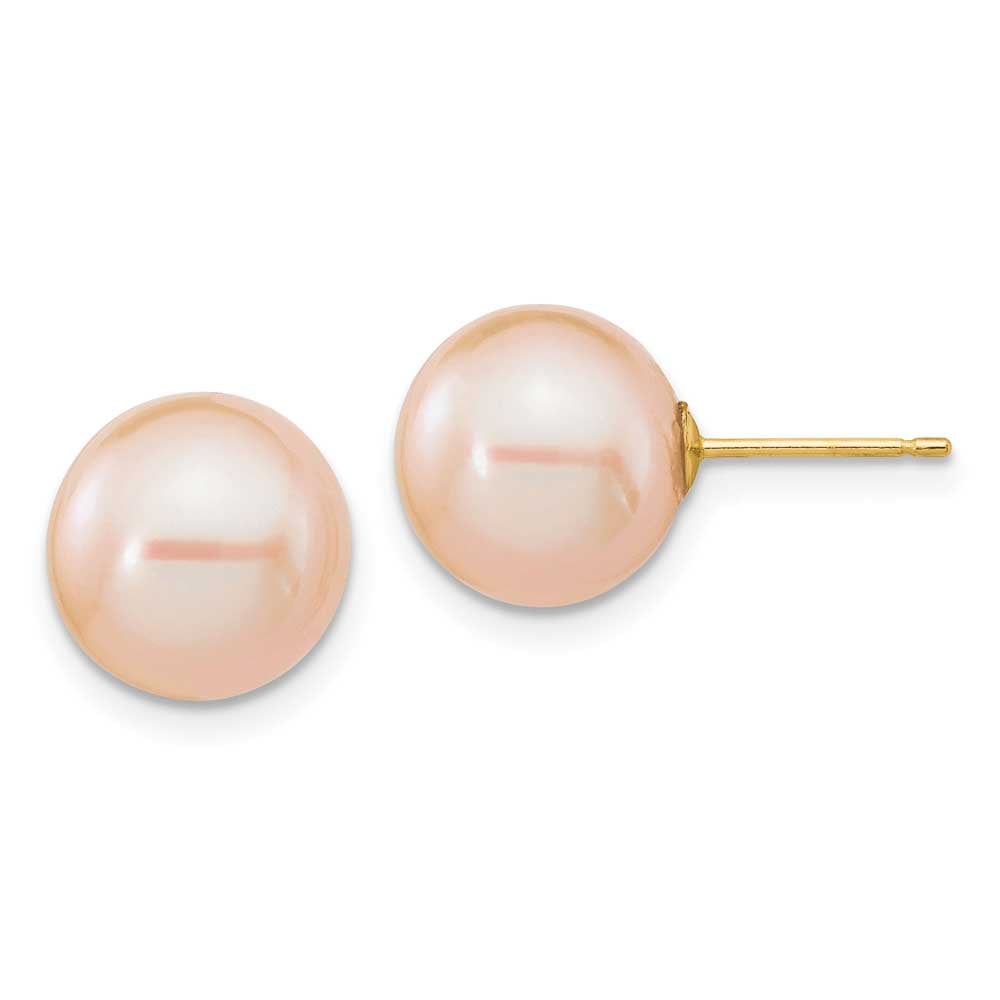 14K 10-11mm Round Pink FWC Pearl Earrings: Precious Accents, Ltd.