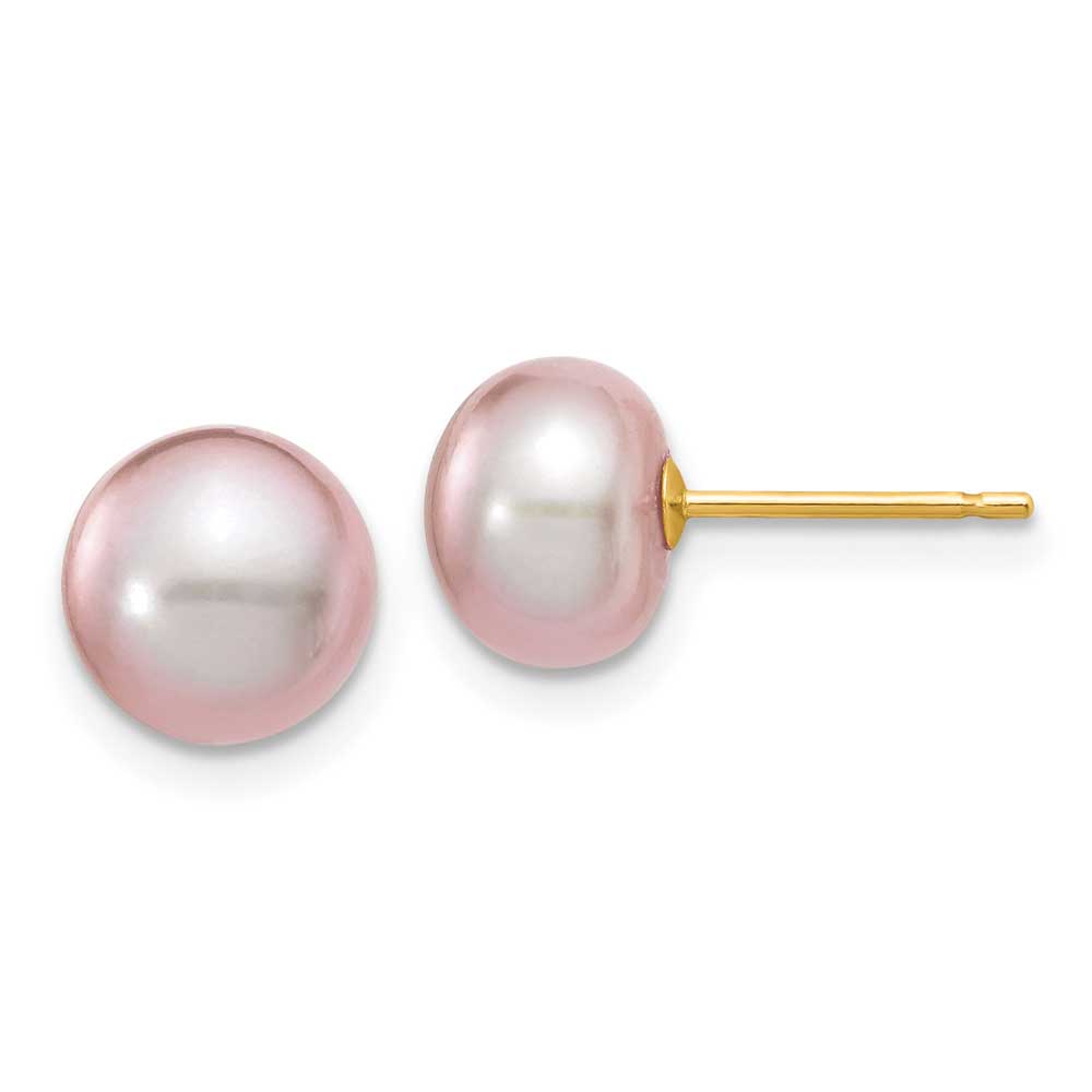 14k 7-8mm Purple Button Freshwater Cultured Pearl Stud Post Earrings ...