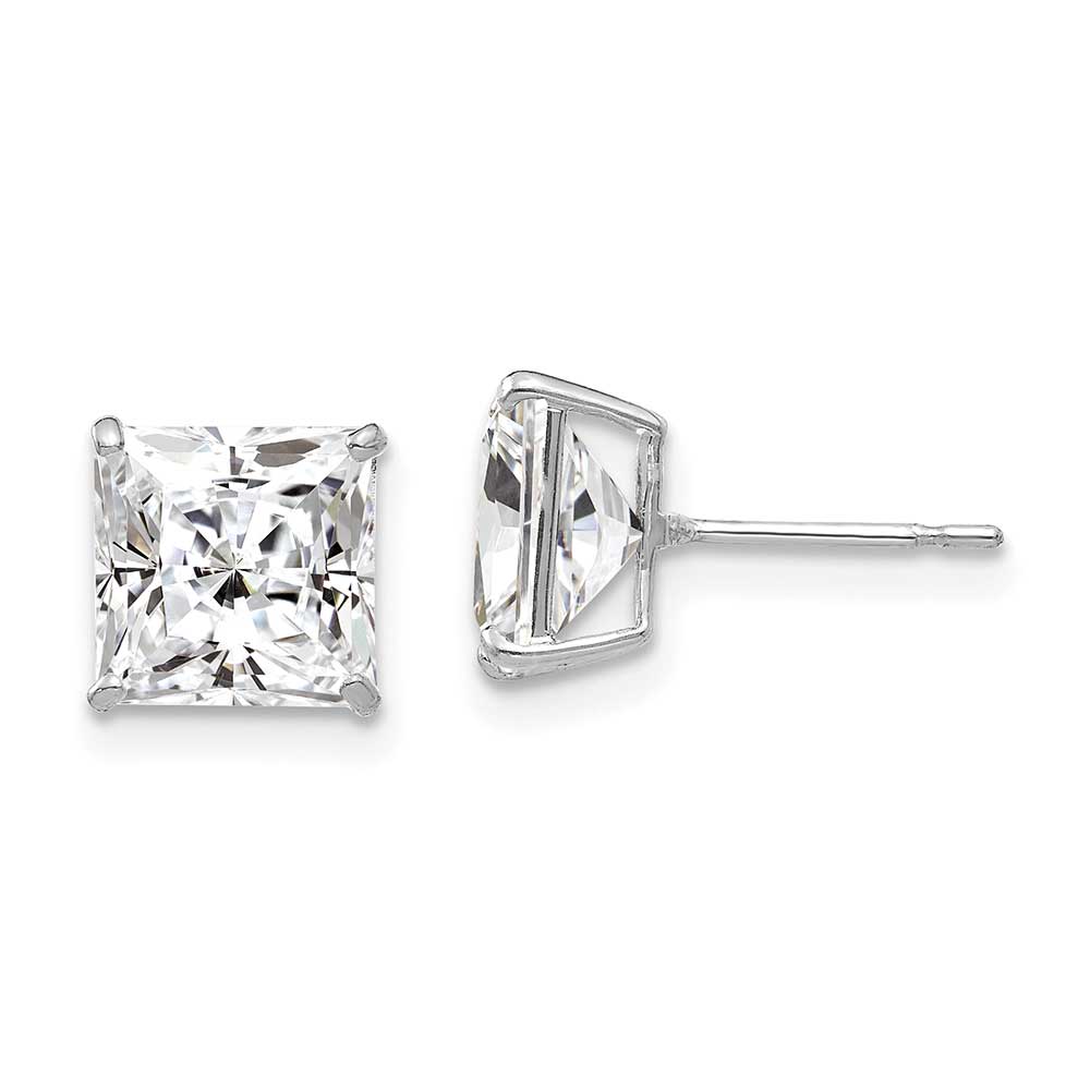 14k White Gold 7mm Square CZ Post Earrings: Precious Accents, Ltd.