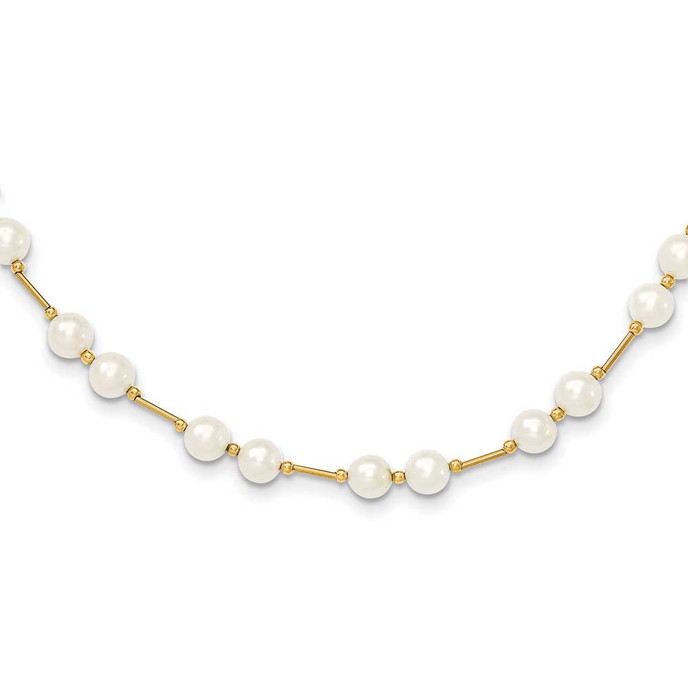 14K 6-7mm White Near Round Freshwater Cultured Pearl Bead Necklace