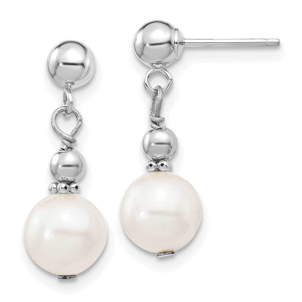 14kw 7-8mm White Semi-round Freshwater Cultured Pearl Dangle Post ...