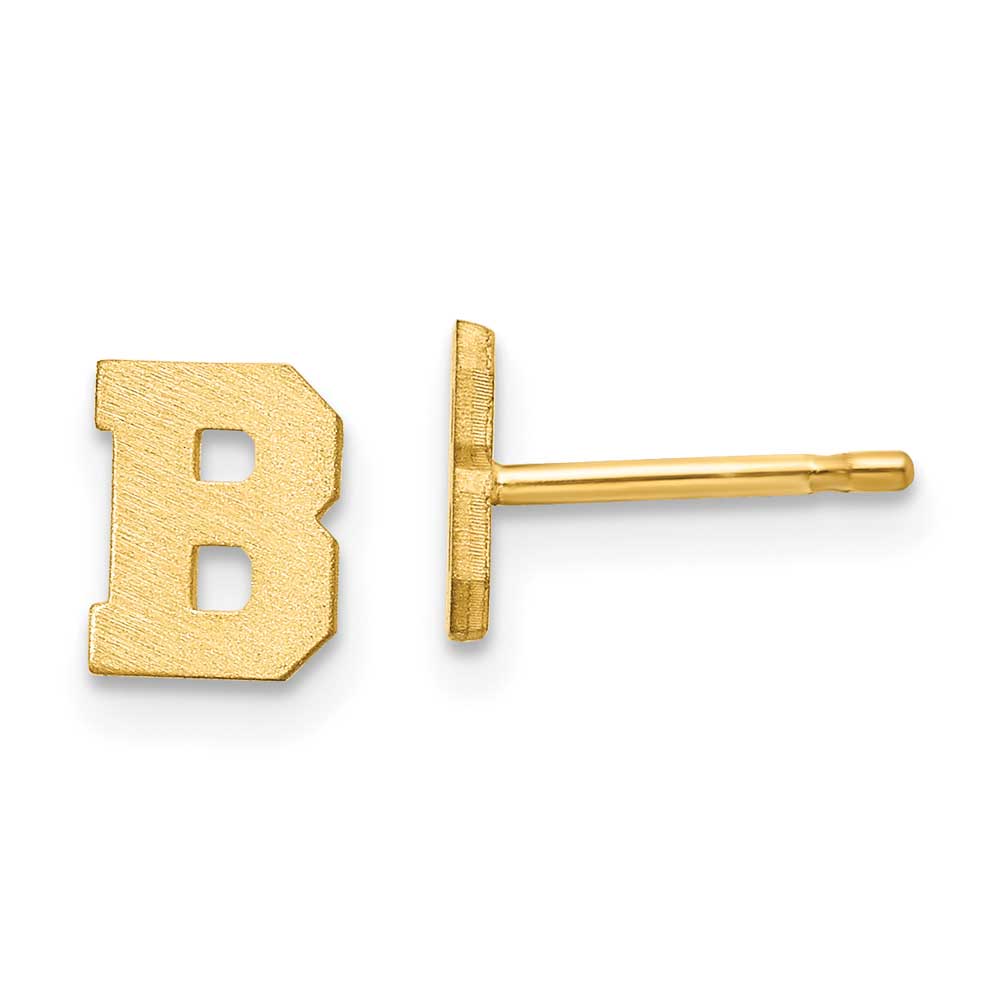 14KY Brushed Letter B Initial Post Earrings: Precious Accents, Ltd.