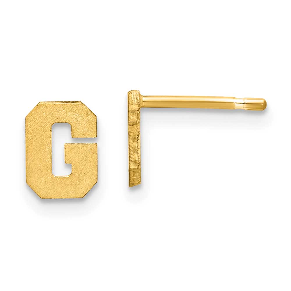 14KY Brushed Letter G Initial Post Earrings: Precious Accents, Ltd.