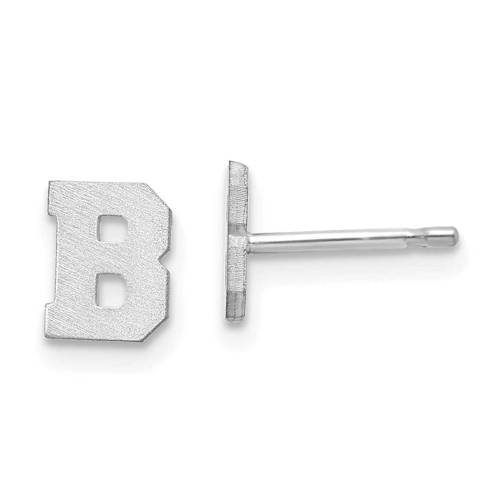 14KW Brushed Letter B Initial Post Earrings: Precious Accents, Ltd.