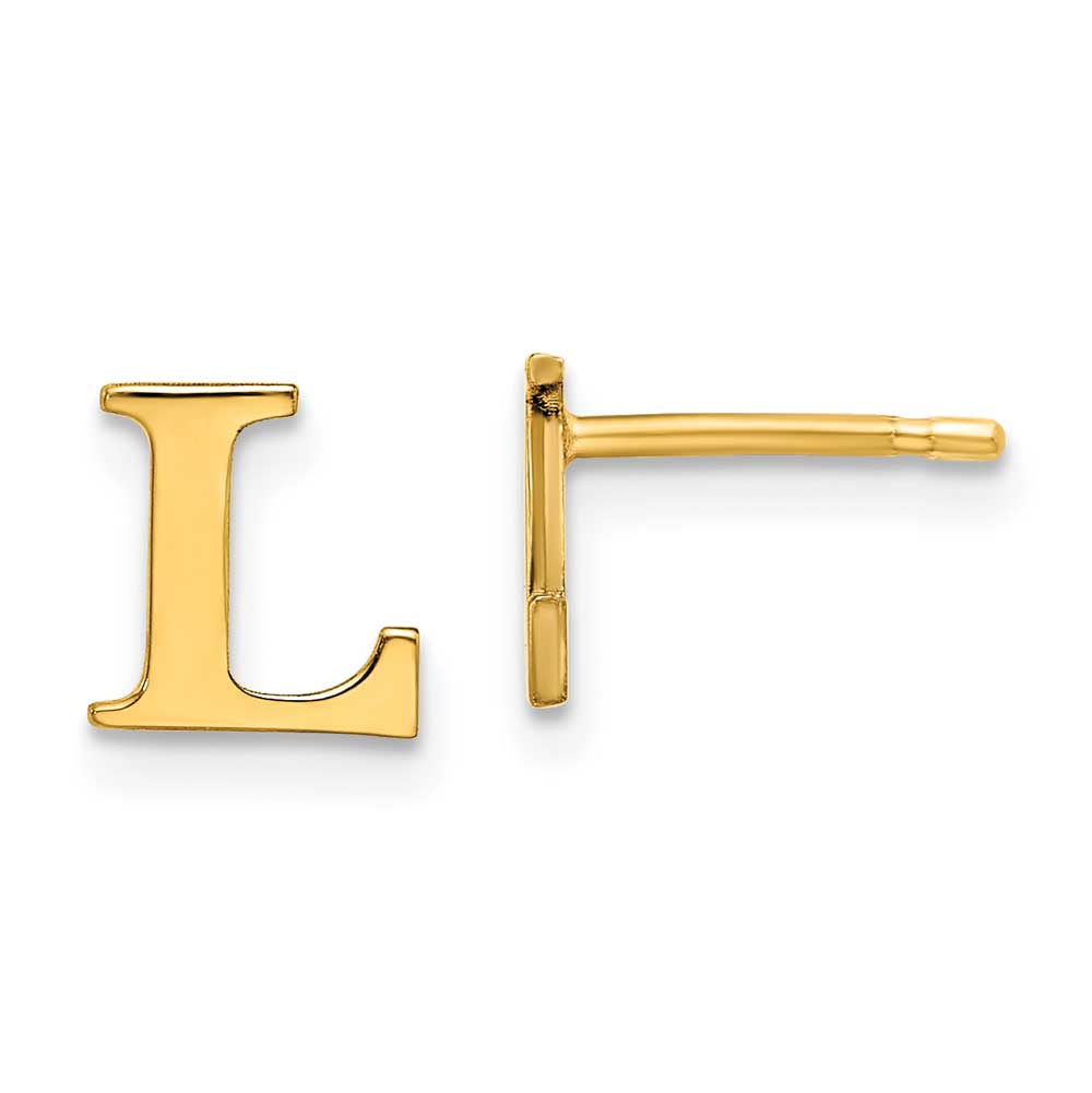 14KY Letter L Initial Post Earrings: Precious Accents, Ltd.