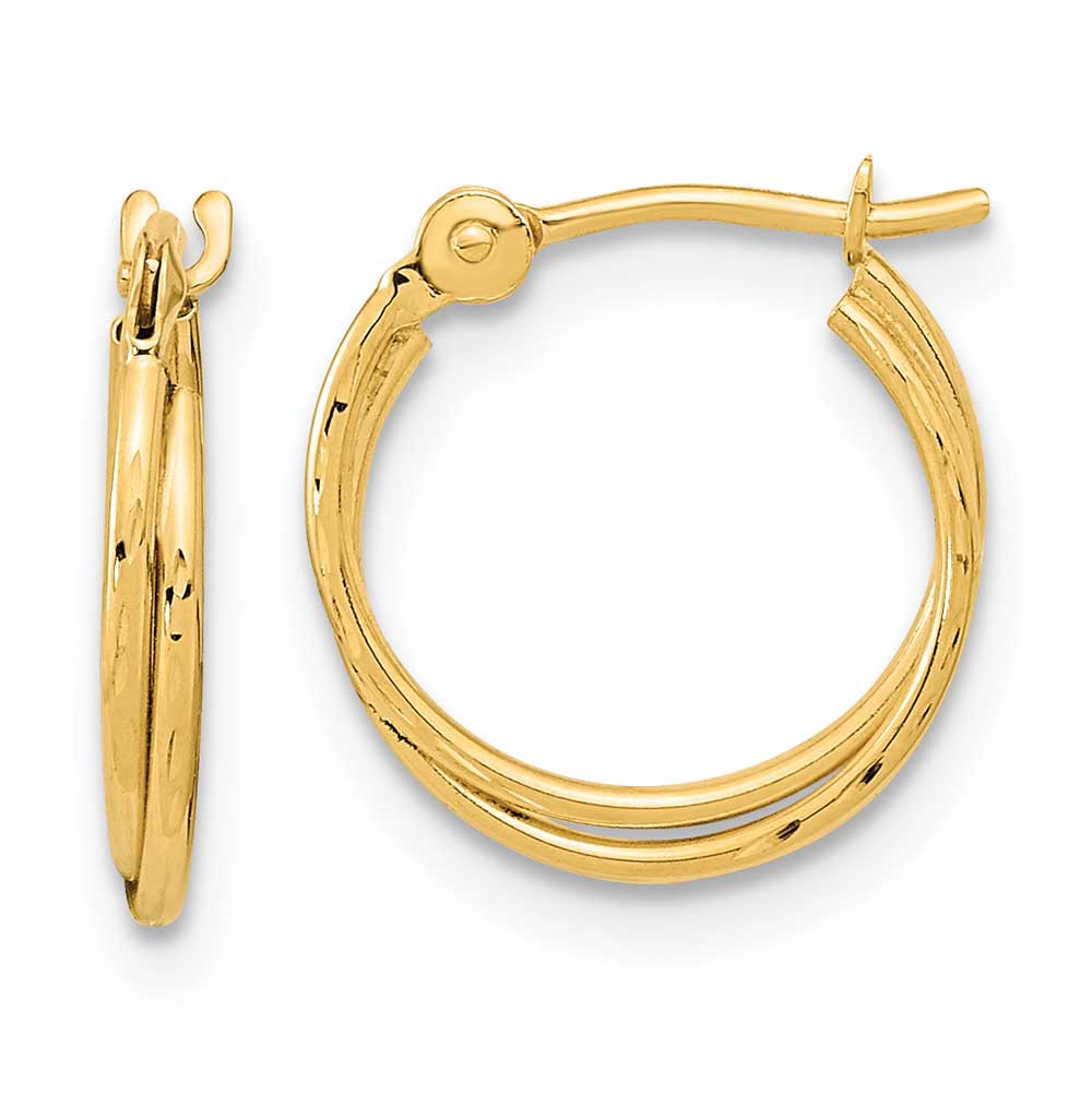 14k Diamond Cut Polished Double Hoops: Precious Accents, Ltd.