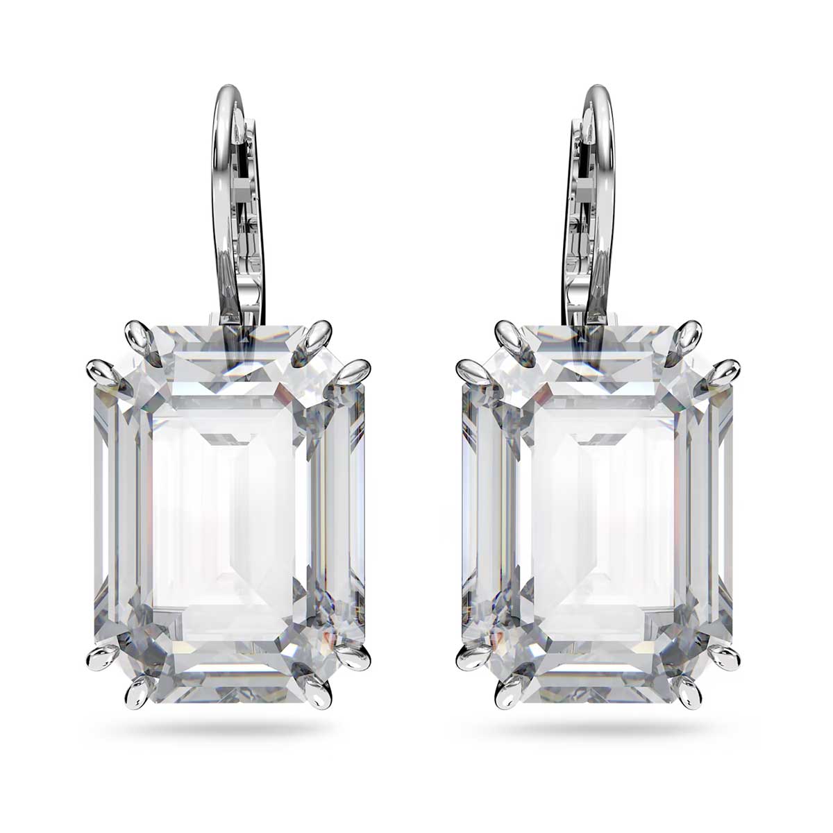 Swarovski Millenia Drop Earrings, Octagon cut, White, Rhodium plated ...