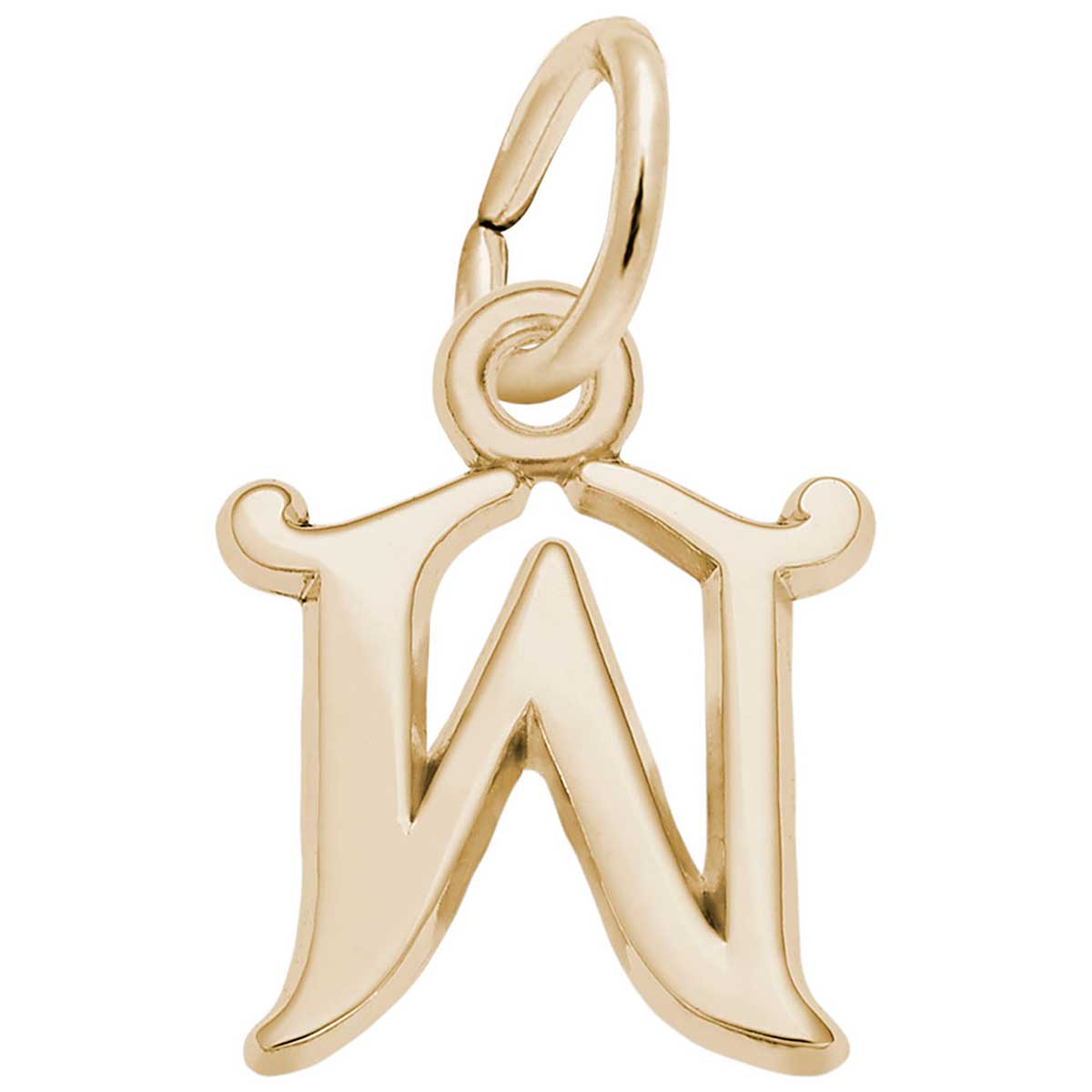 Letter W charm golden metal