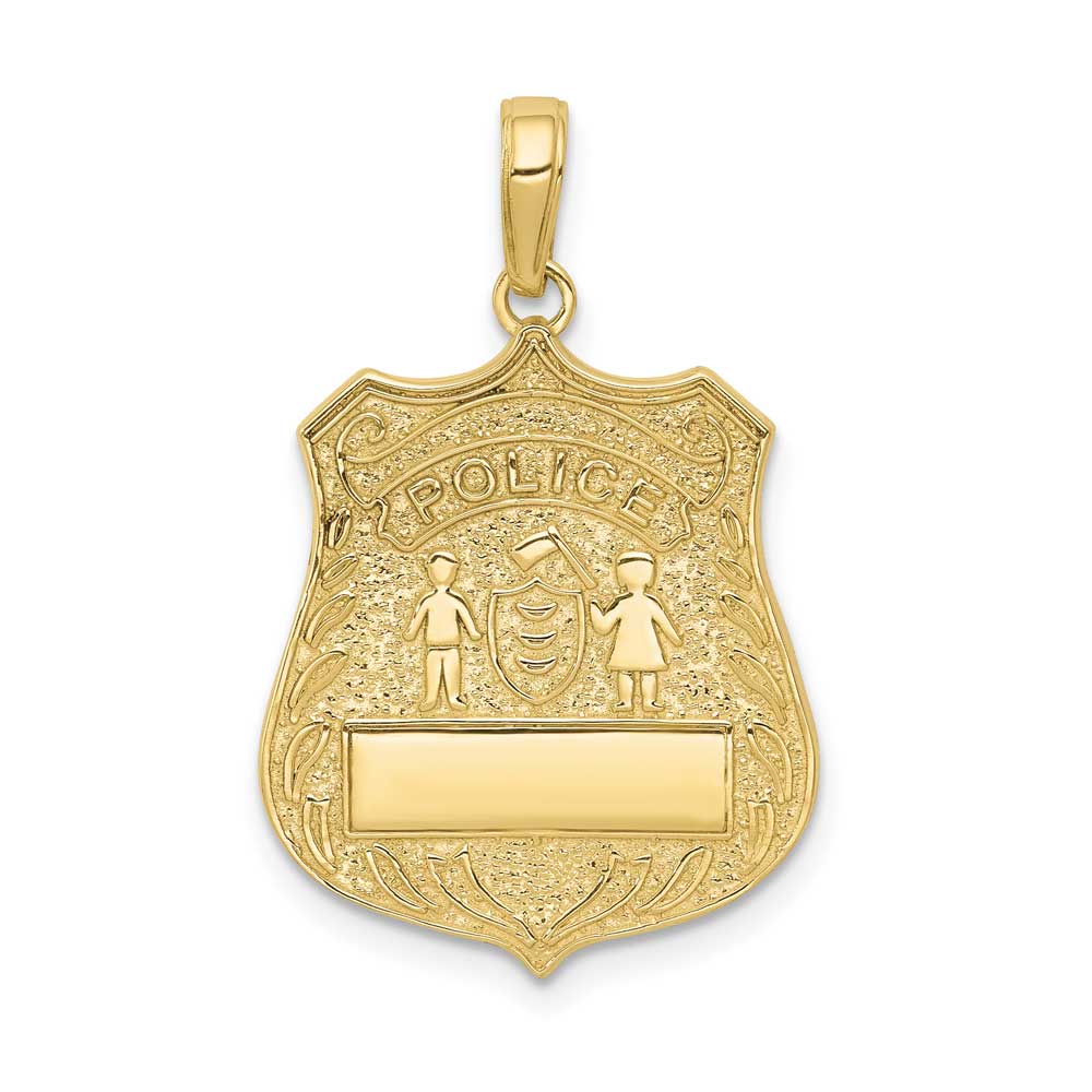 10K Gold Large Police Badge Pendant