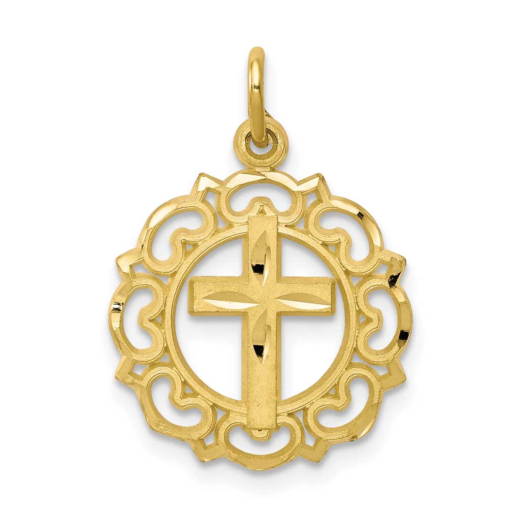 10k Gold Cross In Frame Charm Precious Accents Ltd