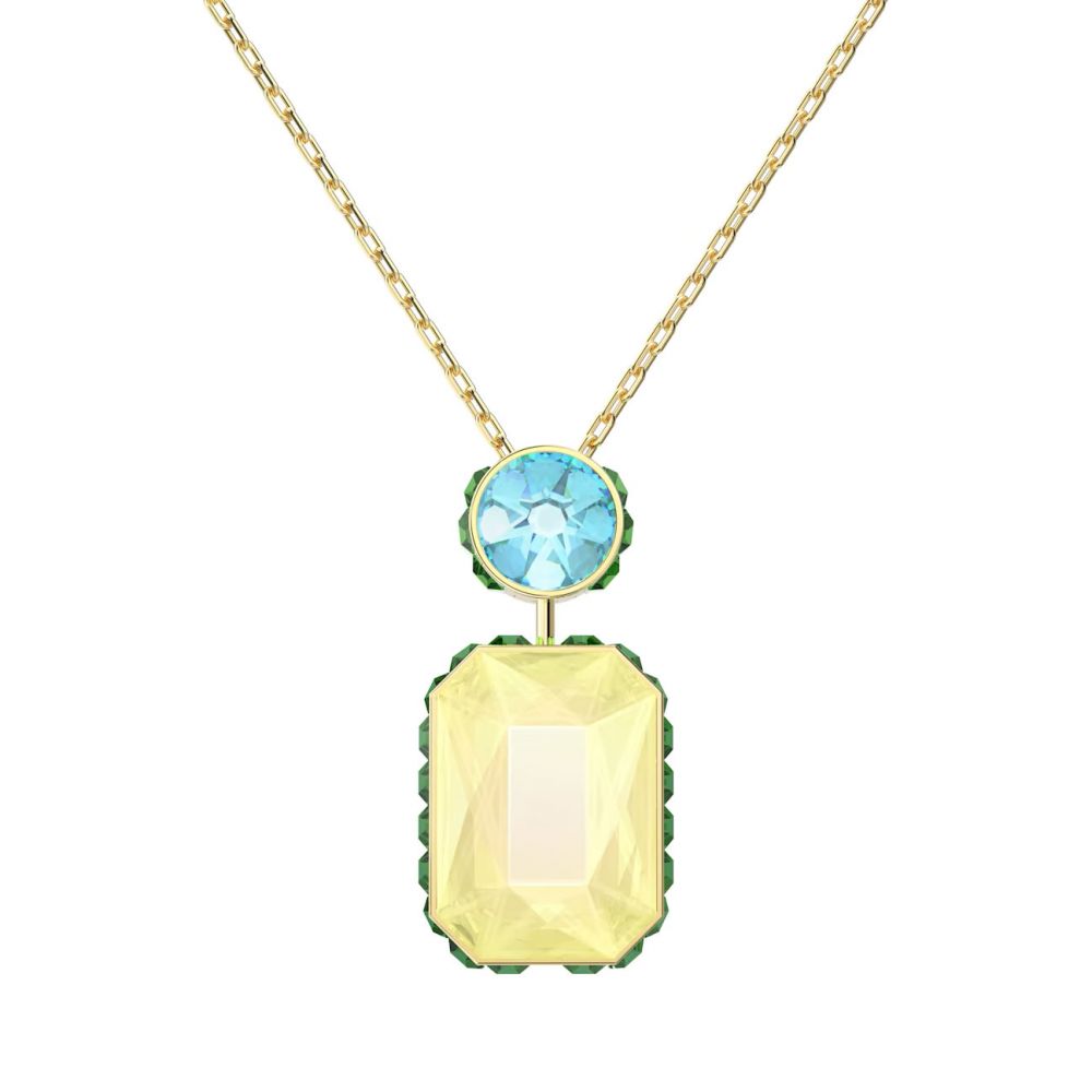 Swarovski Orbita Necklace, Octagon cut, Multicolored, Gold-tone plated