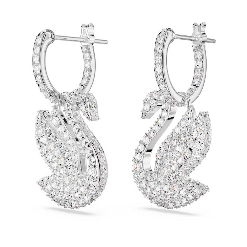 Swarovski Iconic Swan Drop Earrings - Silver