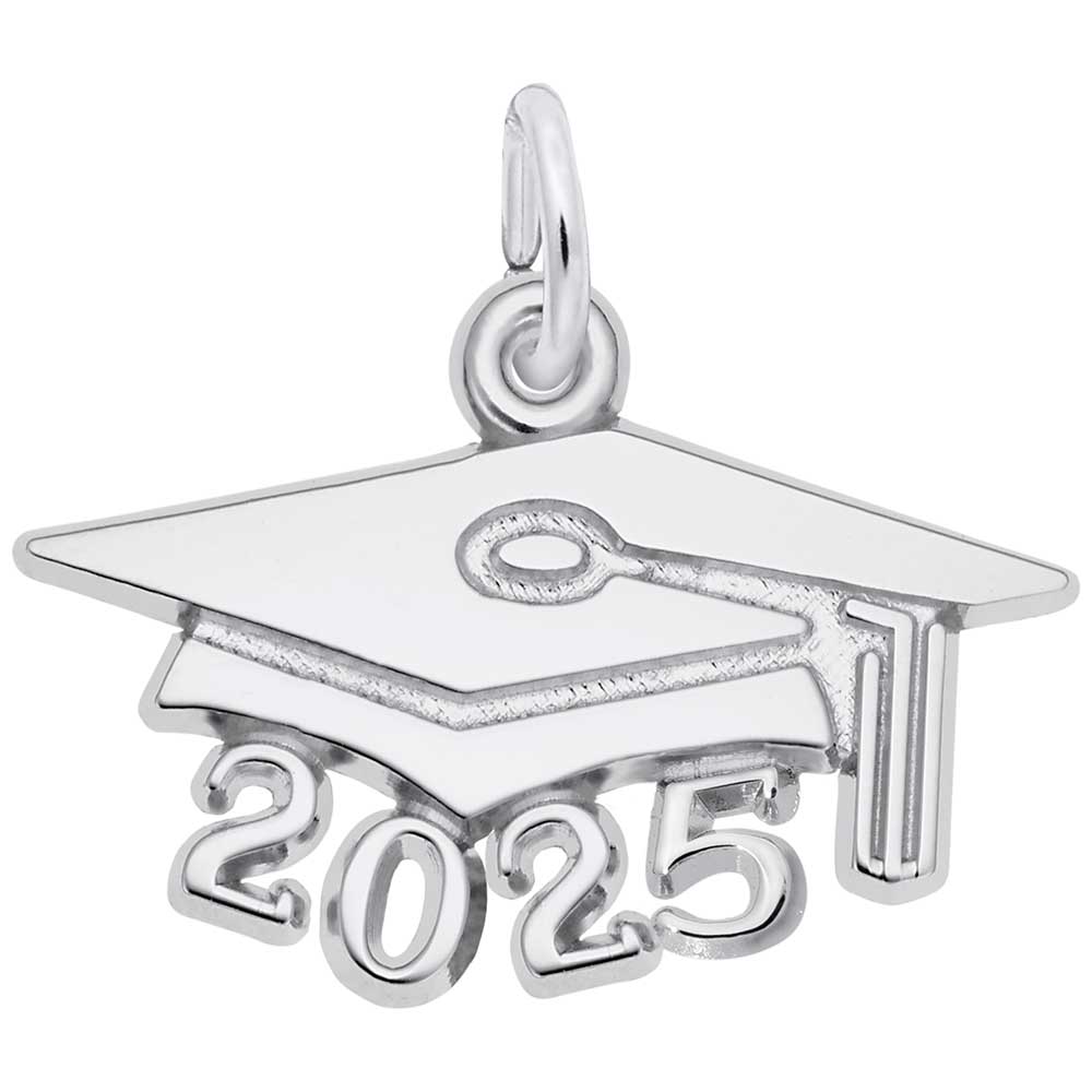 Rembrandt Large Graduation Cap 2025 Charm, Sterling Silver Precious