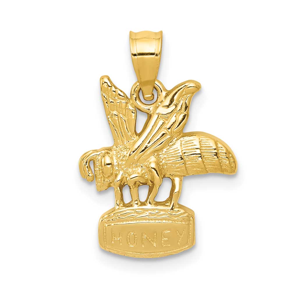 14K Gold Bee on HONEY Jar Pendant: Precious Accents, Ltd.