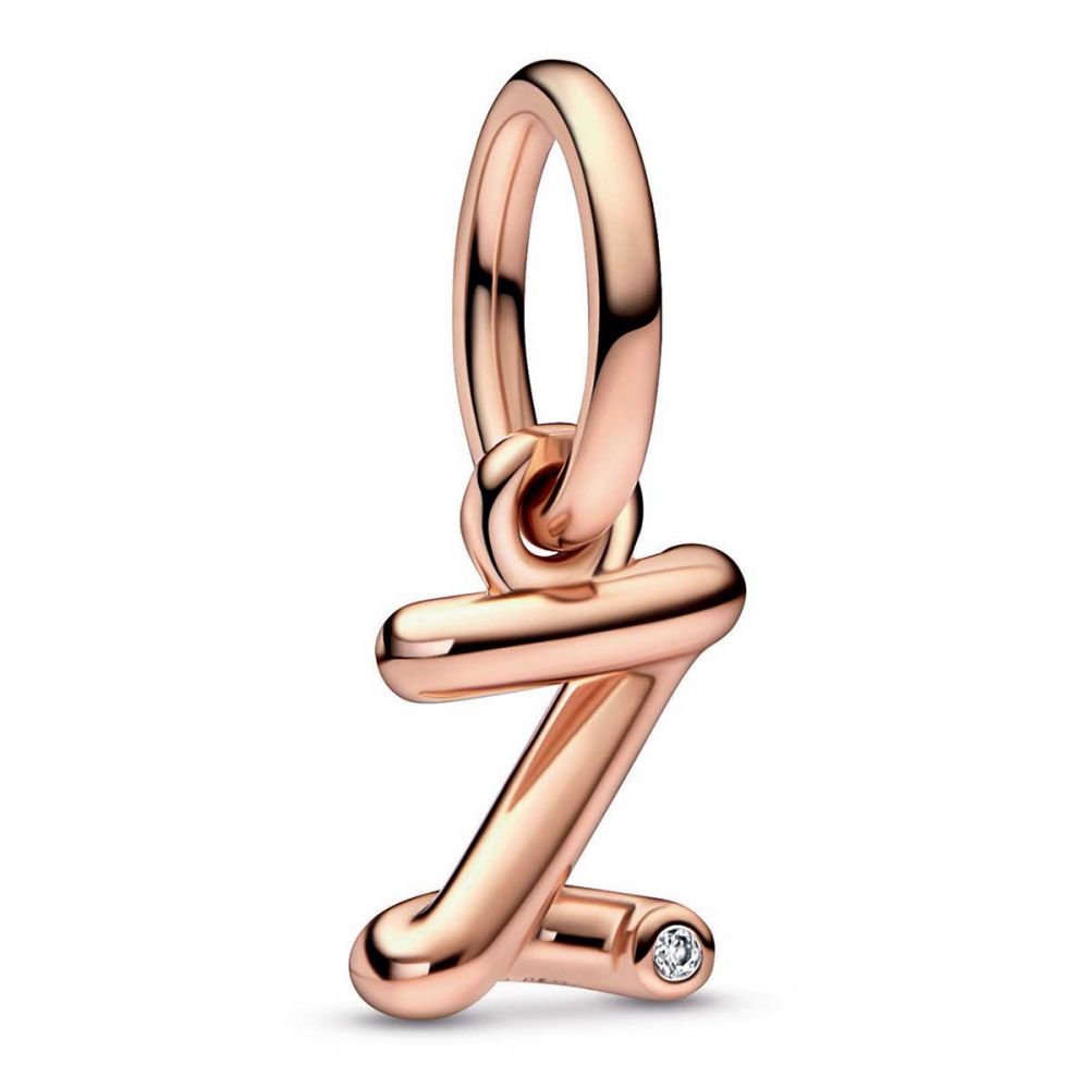 Pandora Letter Z Script Alphabet Dangle Charm | Rose Gold-Plated