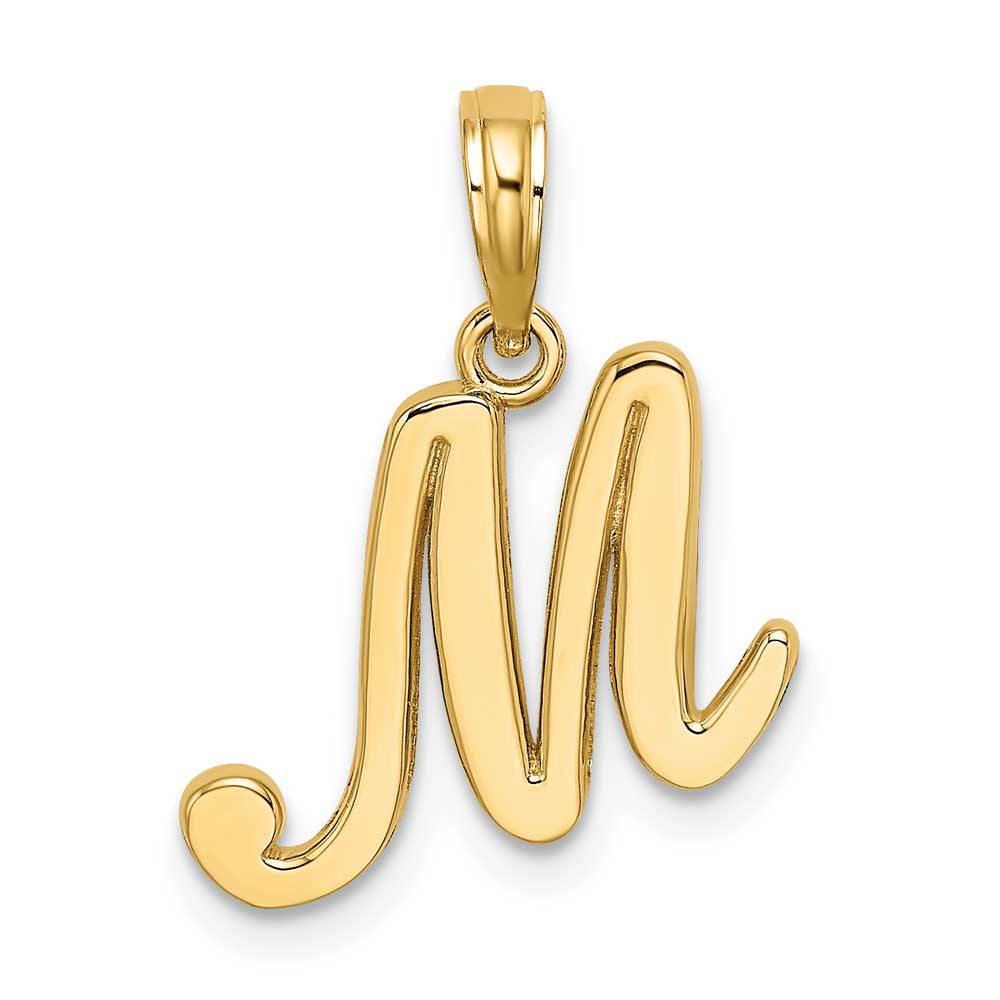 14K Gold Script Letter M Initial Pendant: Precious Accents, Ltd.