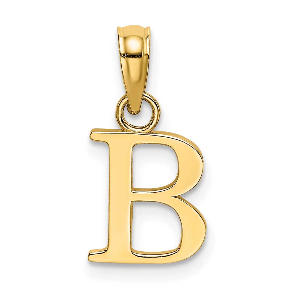 14K Gold Polished Block Letter B Initial Pendant: Precious Accents, Ltd.