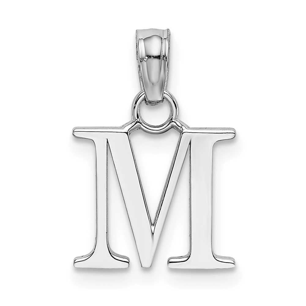 14k White Gold Polished Block Letter M Initial Pendant: Precious ...