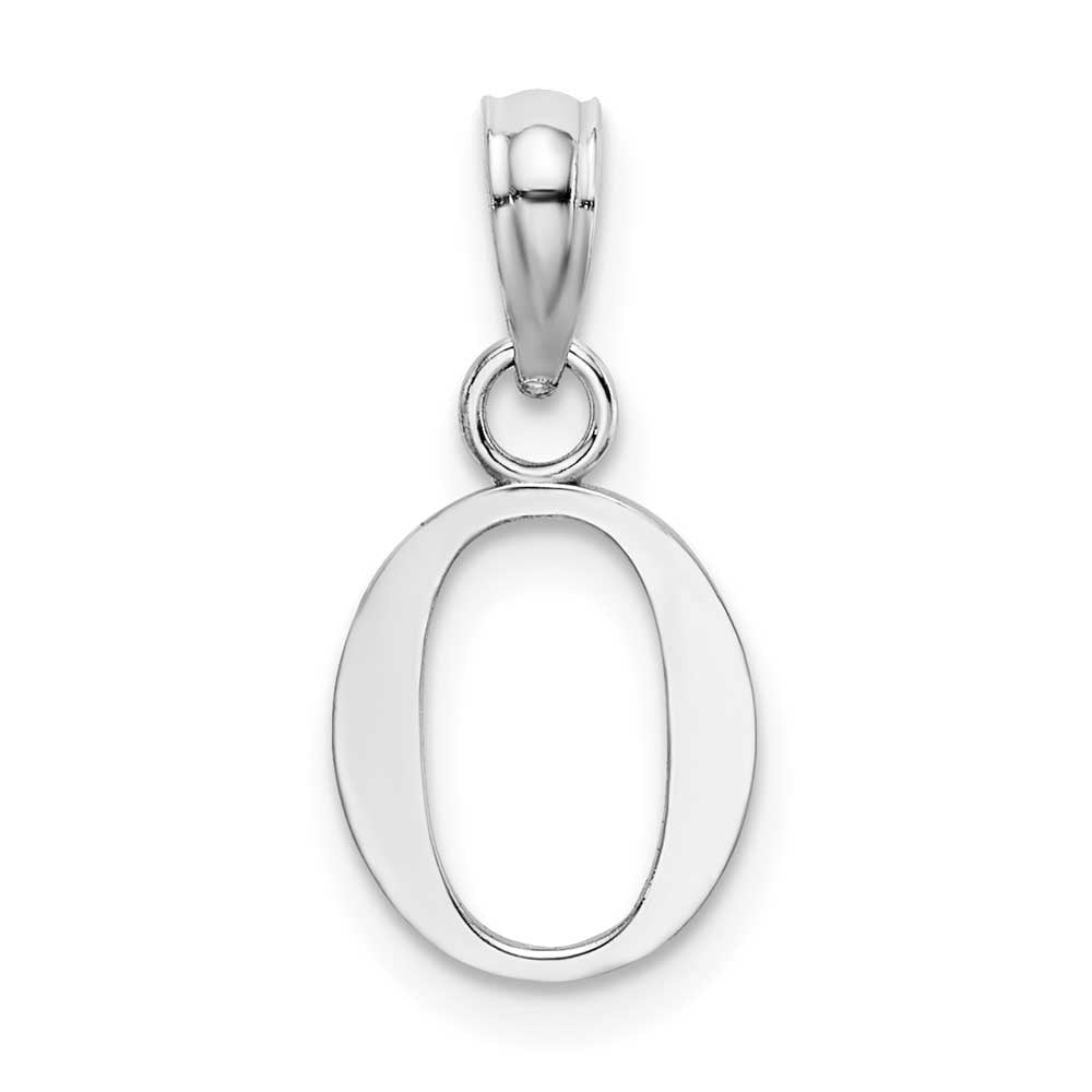 14k White Gold Polished Block Letter O Initial Pendant: Precious ...