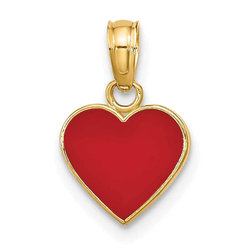 14k Gold Polished Enameled Heart Pendant Precious Accents Ltd