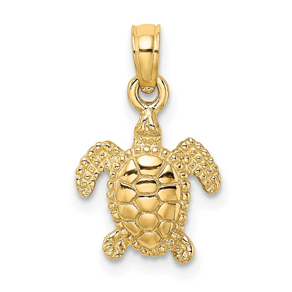 14K Gold 3D Mini Sea Turtle Charm: Precious Accents, Ltd.