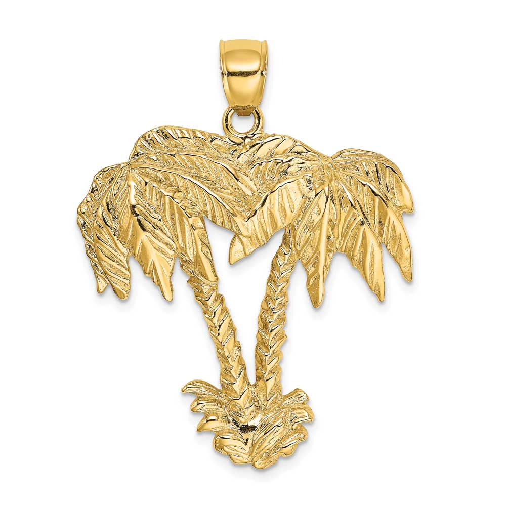 14K Gold 2D Double Palm Trees Charm: Precious Accents, Ltd.