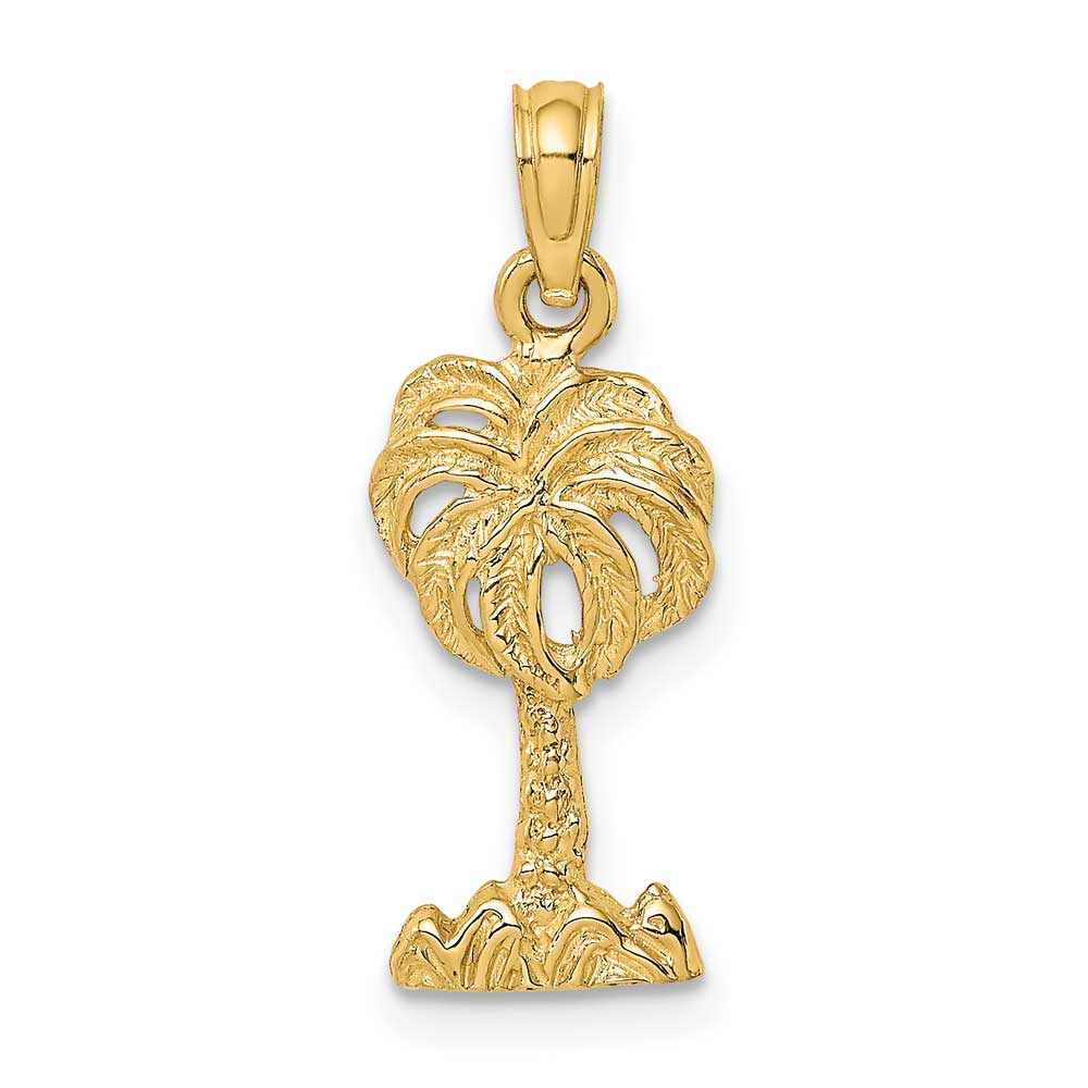 14K Gold 2D Palm Tree Charm: Precious Accents, Ltd.