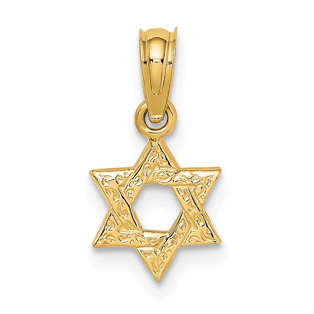 14K Gold Mini Star of David with Engraved Swirl Charm: Precious Accents ...