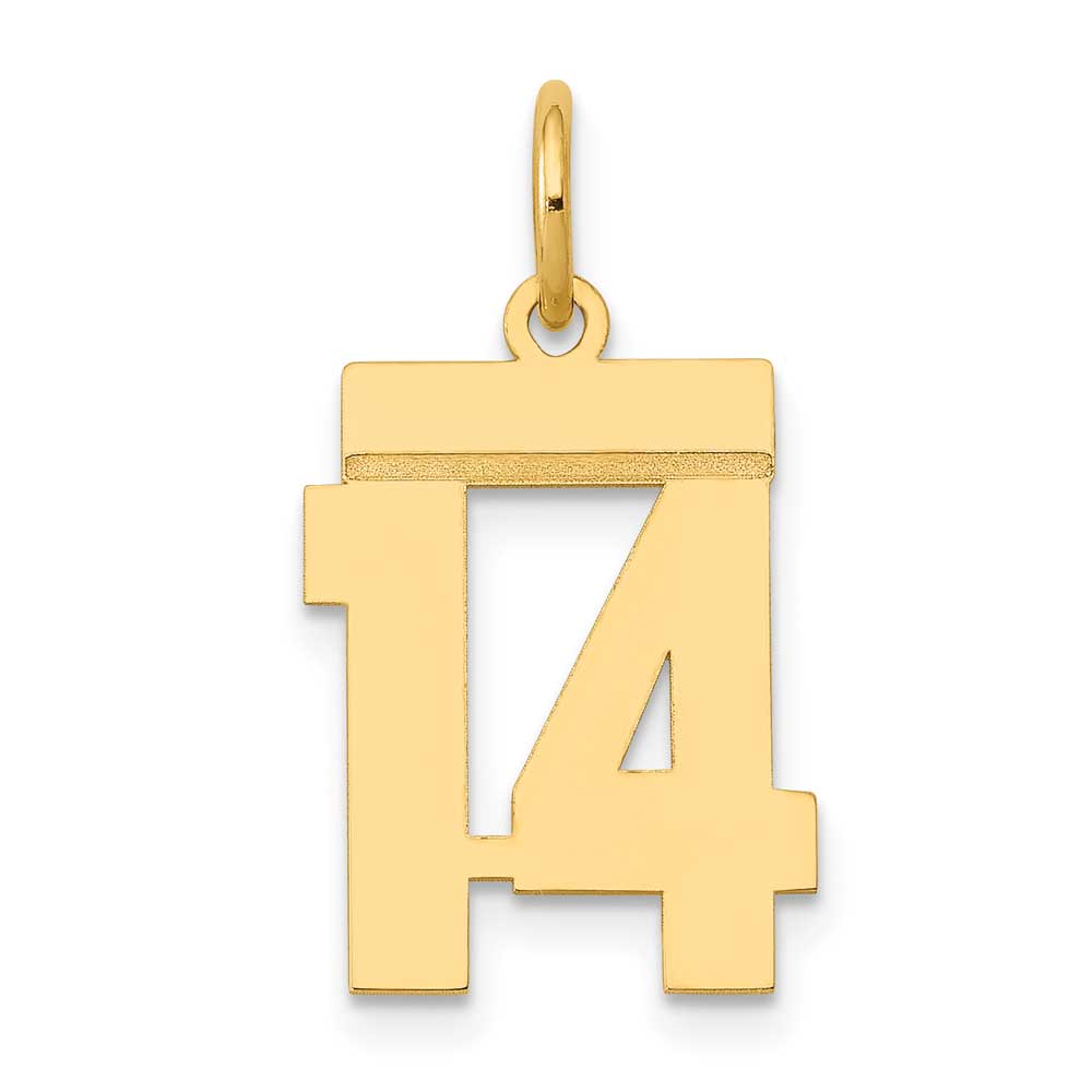 14K Gold Small Polished Number 14 Charm: Precious Accents, Ltd.