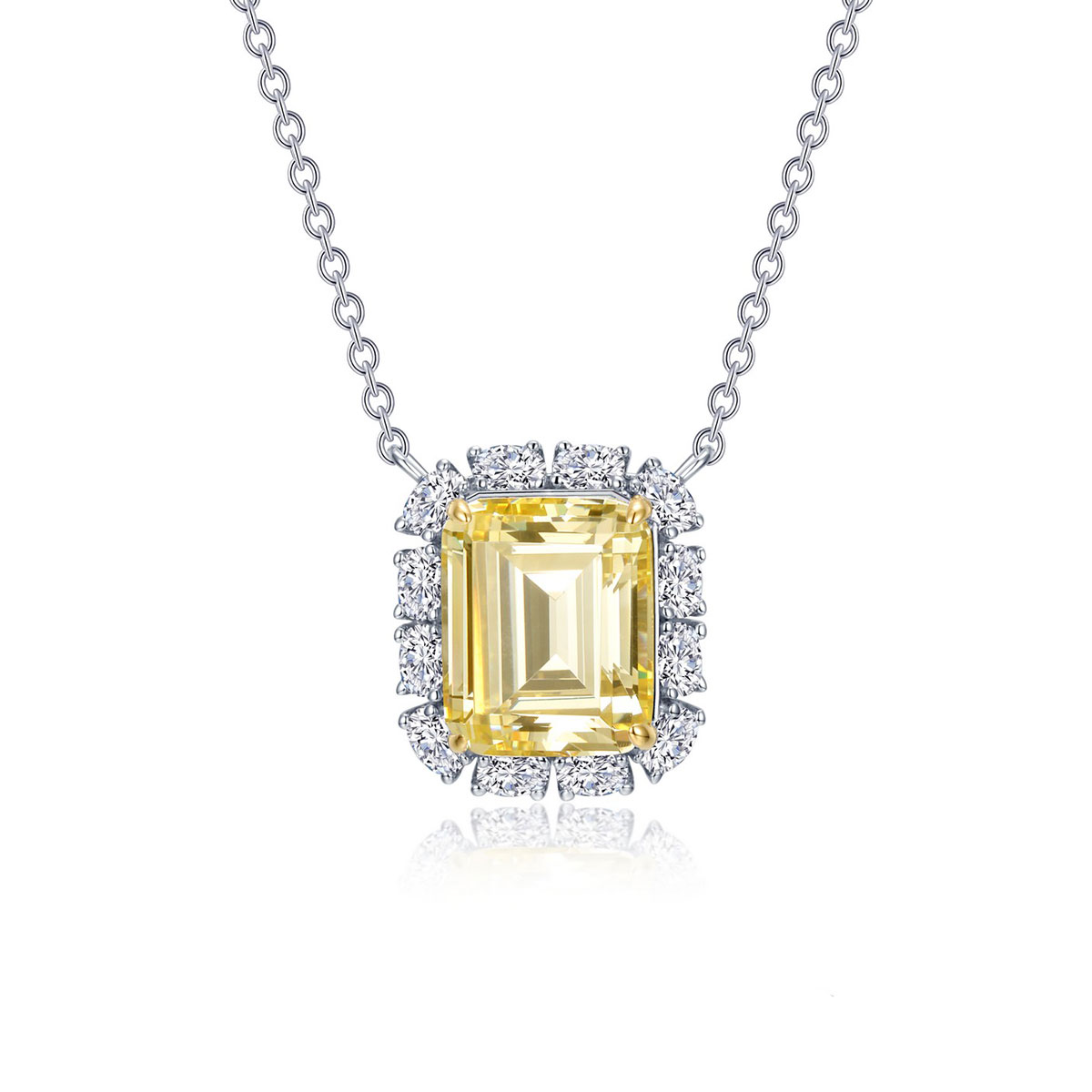 Lafonn Emerald-Cut Halo Necklace (6.66 CTW): Precious Accents, Ltd.