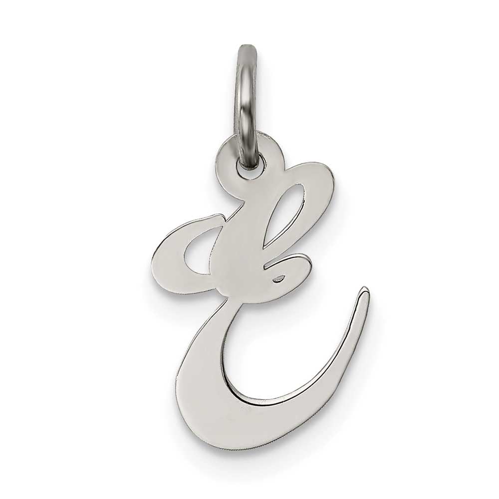 Sterling Silver Rhodium-plated Small Fancy Script Initial E Charm ...