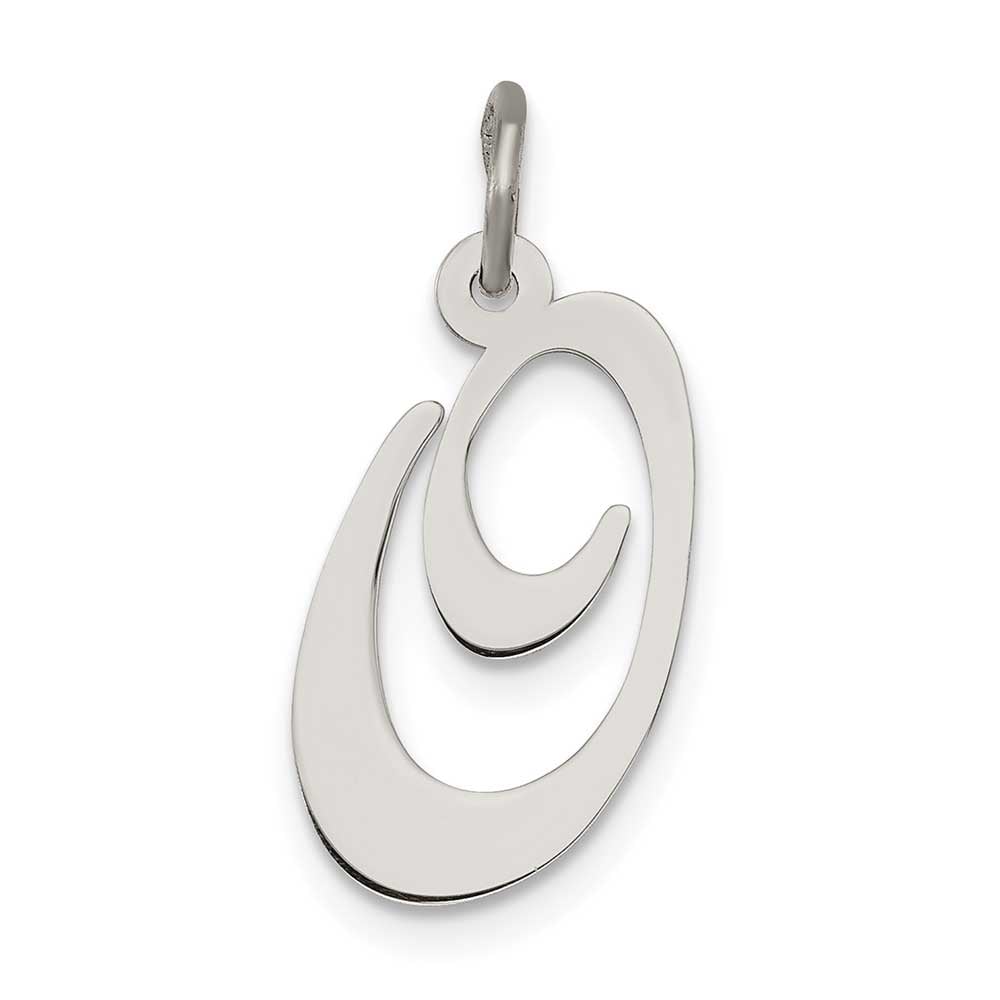 Sterling Silver Rhodium-plated Medium Fancy Script Initial O Charm ...