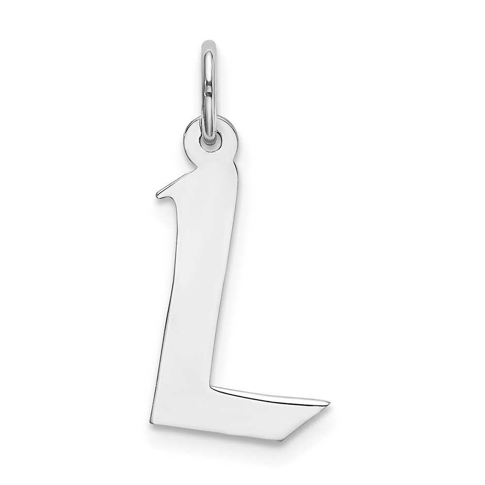 Sterling Silver Rhodium-plated Medium Artisan Block Initial L Charm ...