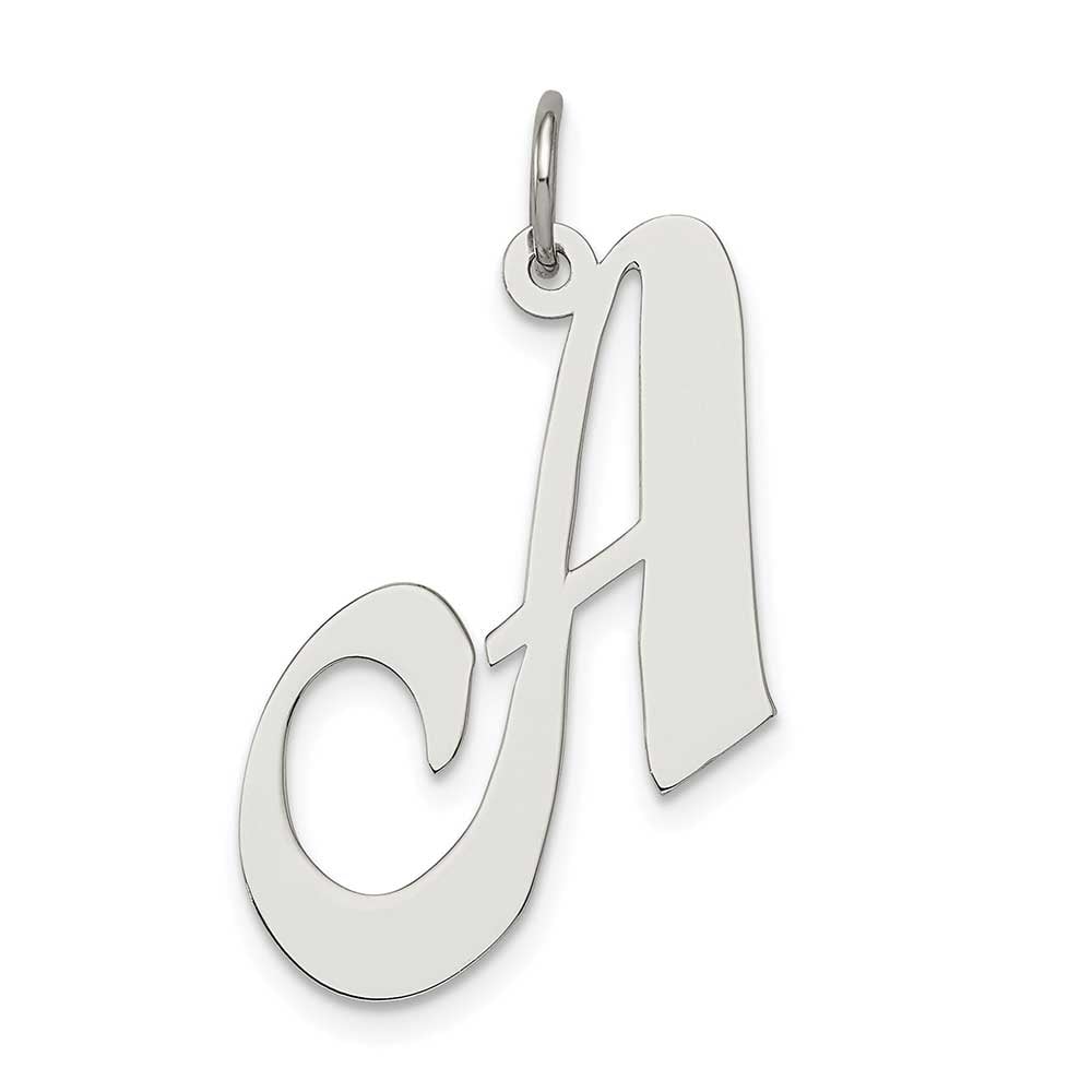 Sterling Silver Rhodium-plated Large Fancy Script Initial A Charm ...