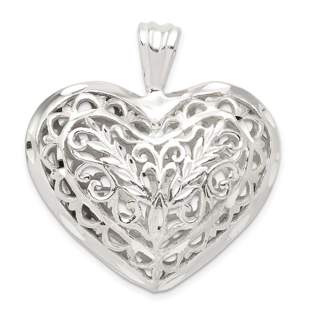 Sterling Silver Filigree Heart Charm QC579