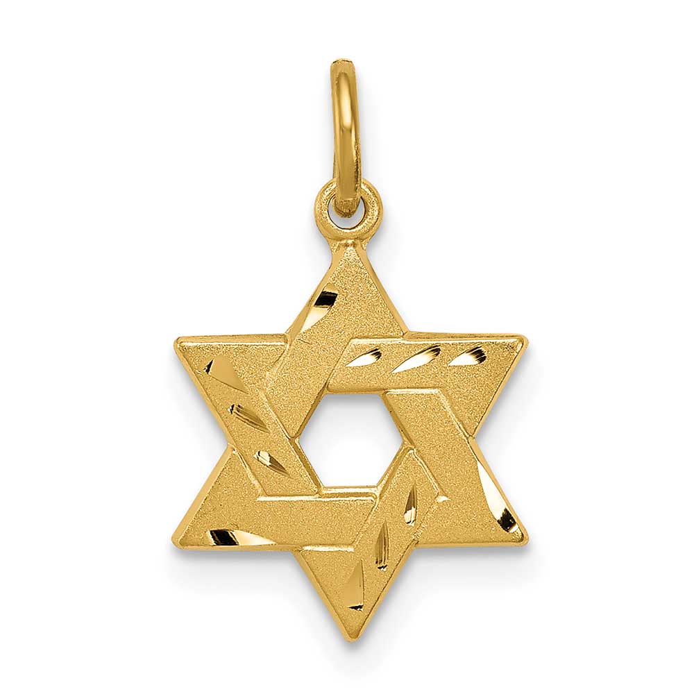 Sterling Silver Gold-tone Engraved Small Jewish Star Pendant: Precious ...