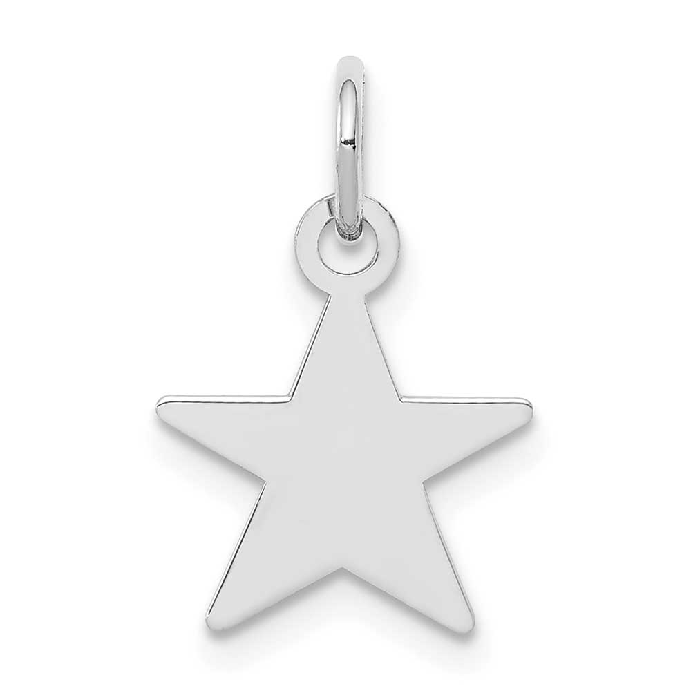 Sterling Silver Rhodium-plated Engraveable Star Disc Charm: Precious 