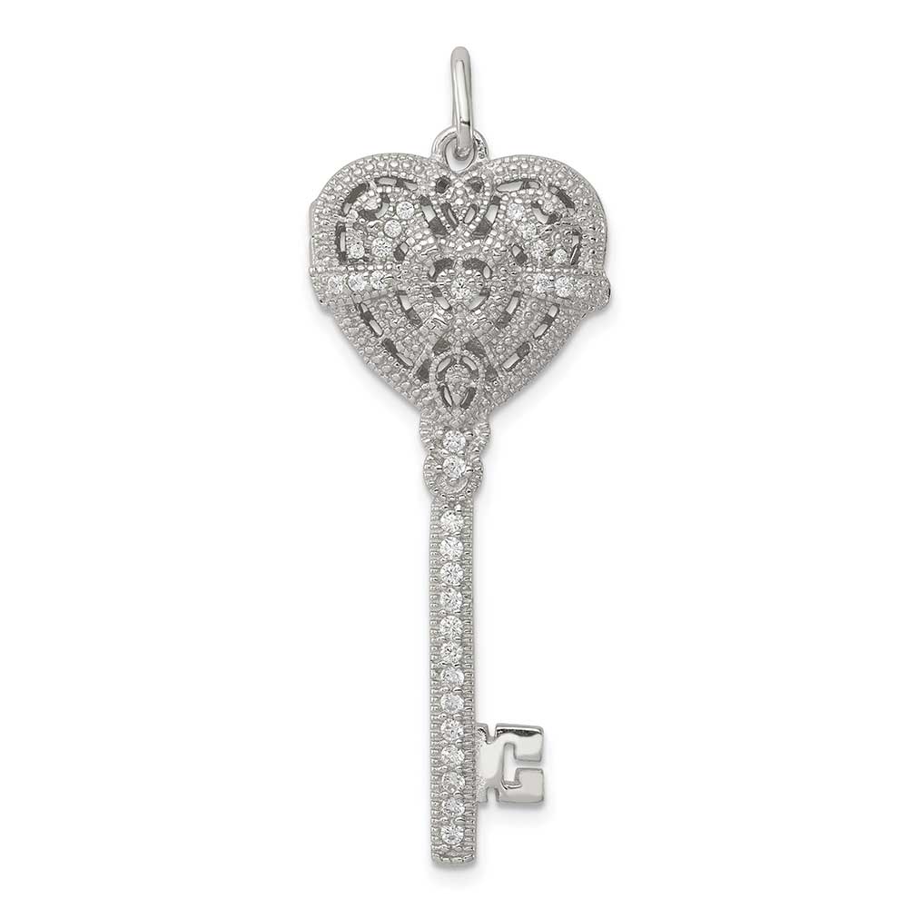 Sterling Silver CZ Heart Key Locket: Precious Accents, Ltd.