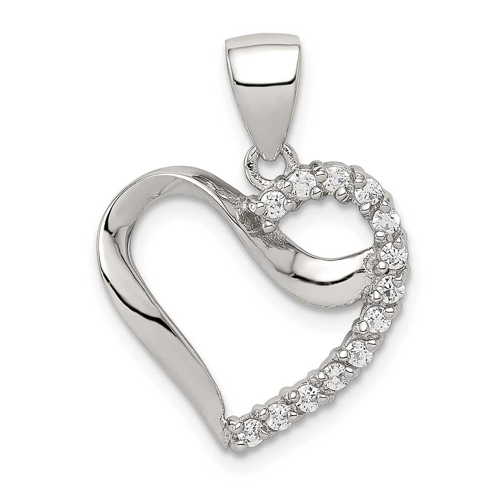 Sterling Silver CZ Heart Pendant: Precious Accents, Ltd.